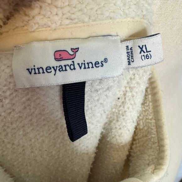 Vineyard Vines Women’s Sherpa Fleece Jacket Cream Zip-Up XL Cozy Fall Layer - Picture 7 of 10